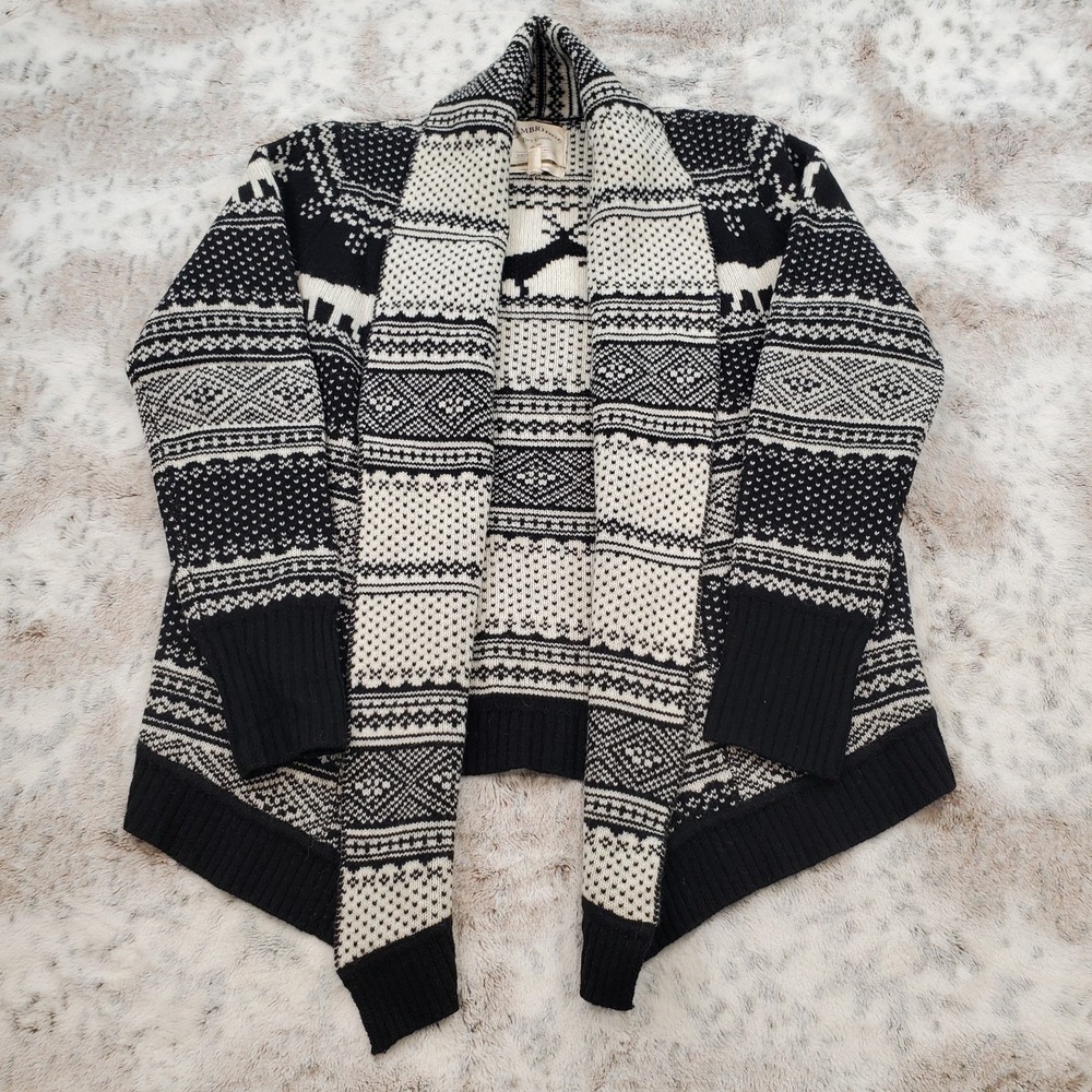 NEW Cambridge Dry Goods Fair Isle Lambswool Sweater Cardigan Reindeer‎ Size L